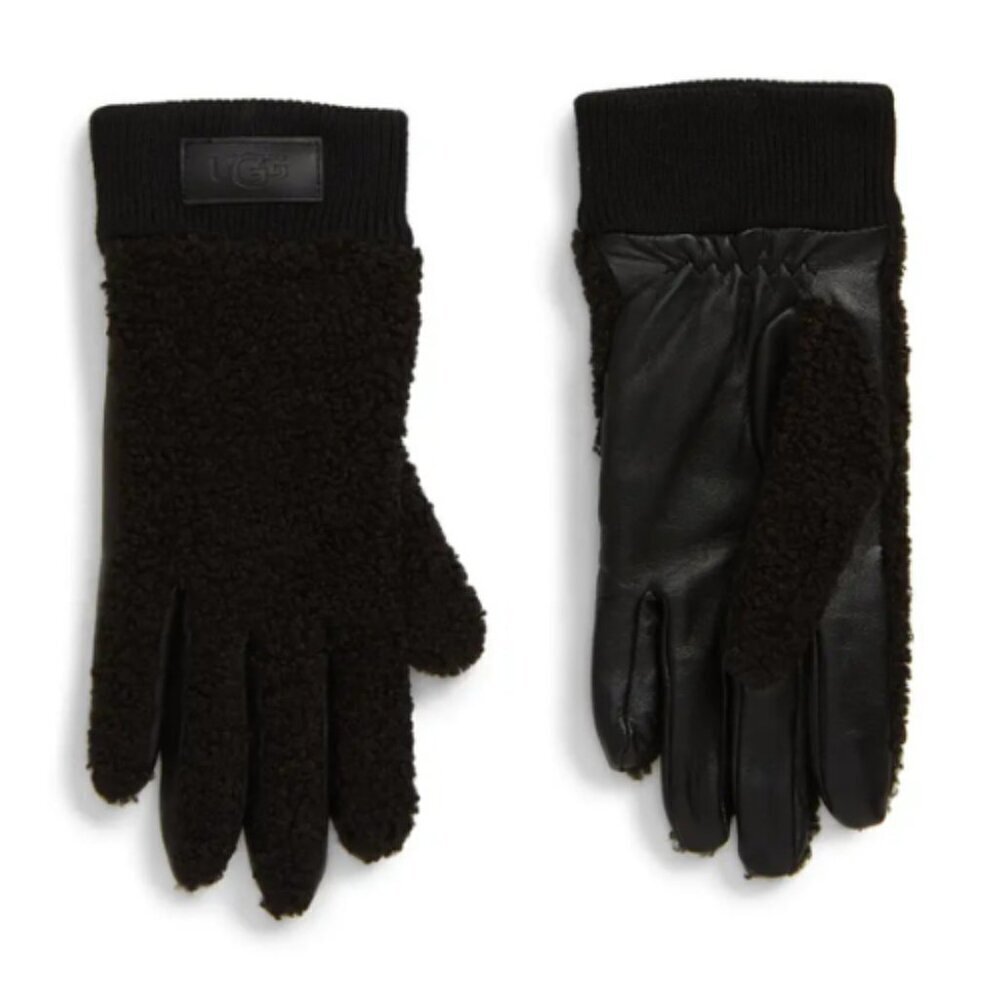 UGG Women's Black Faux Fur Touchscreen Compatible Gloves Size S/M